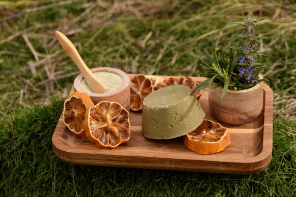 Shampoing solide artisanal Citron Romarin Argile Verte